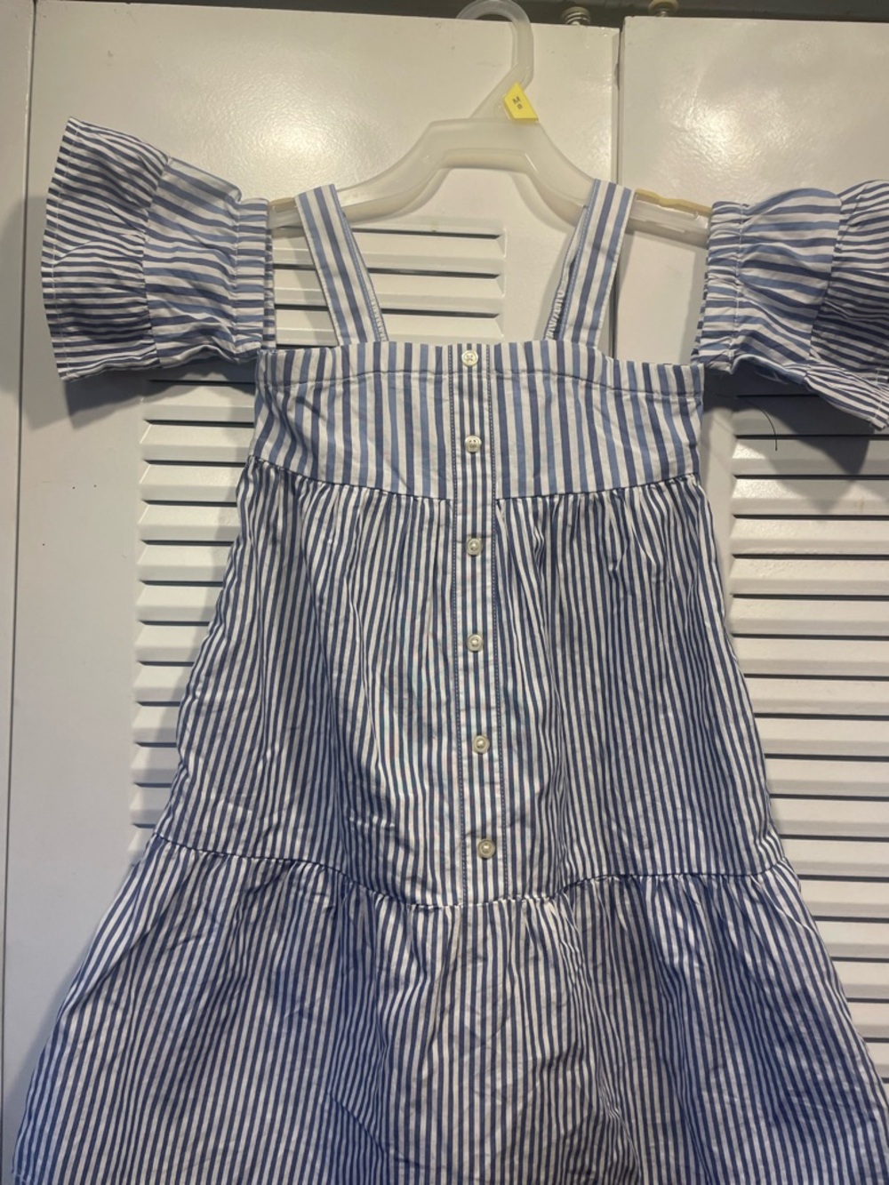 Free Assembly Blue and White Striped Off-Shoulder Sundress